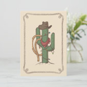 Cowboy Cactus Illustratie Feestdagenkaart (Staand voorkant)