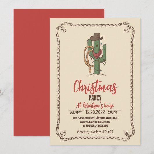 Cowboy Cactus Illustratie Kaart (Voorkant / Achterkant)