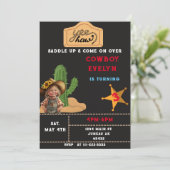 Cowboy Cactus Party Verjaardags Meisje Kaart (Staand voorkant)