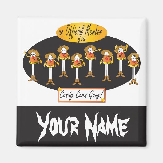 Cowboy Candy Corn Gang | Halloween Magneet (Voorkant)