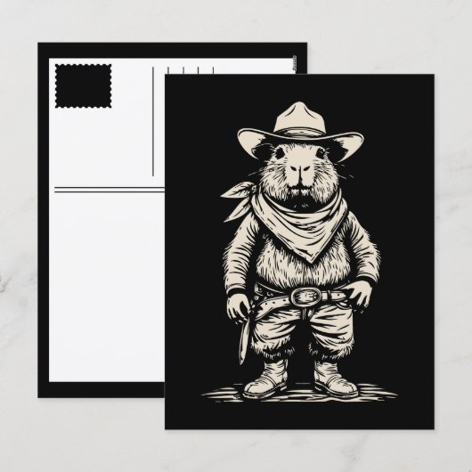 cowboy capibara feestdagenkaart (Voorkant / Achterkant)