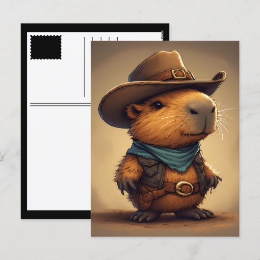 cowboy capibara feestdagenkaart (Voorkant / Achterkant)