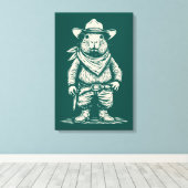 cowboy capybara canvas afdruk (Insitu (Houten vloer))