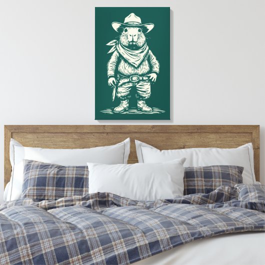 cowboy capybara canvas afdruk (Insitu (Slaapkamer))