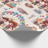 Cowboy Carnaval Circus Show Verjaardag Cadeaupapier (Hoek)