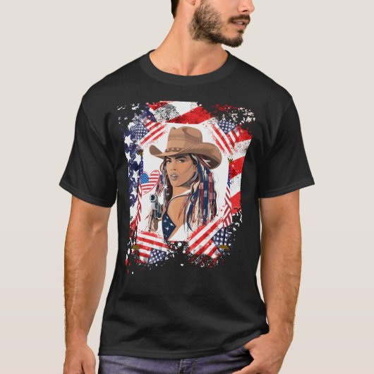 Cowboy Carter Profiel Pic Amerikaanse vlag T-shirt (Voorkant)