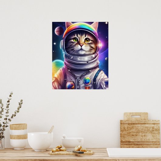 Cowboy Cat Astronaut, Space Cadet Cat Poster (Keuken)