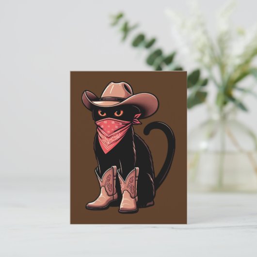 Cowboy Cat Briefkaart (Staand voorkant)