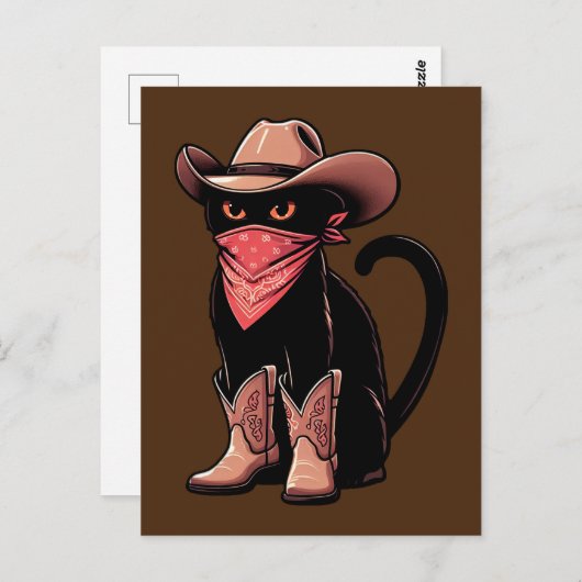 Cowboy Cat Briefkaart (Voorkant / Achterkant)