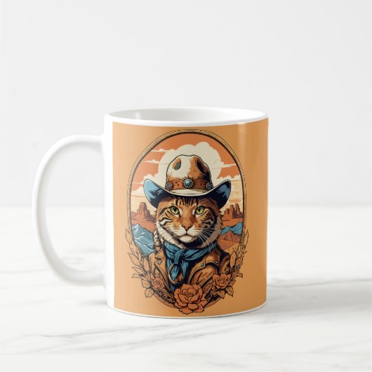 Cowboy Cat Design Koffiemok (Links)