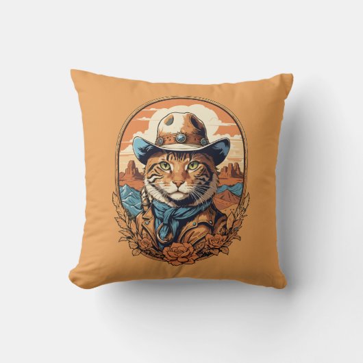 Cowboy Cat Design Kussen (Voorkant)