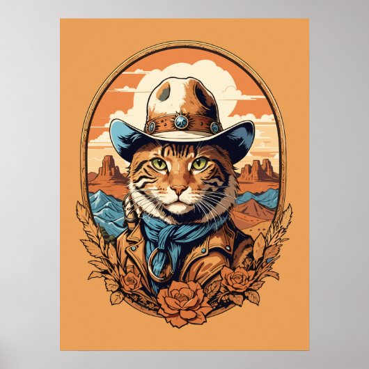  Cowboy Cat Design Poster (Voorkant)