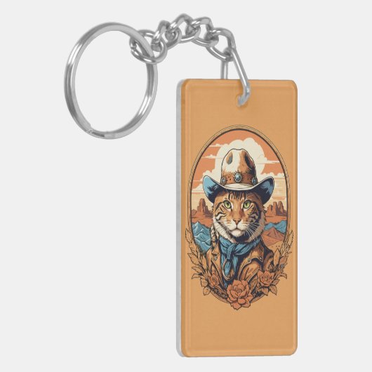  Cowboy Cat Design Sleutelhanger (Voorkant Links)