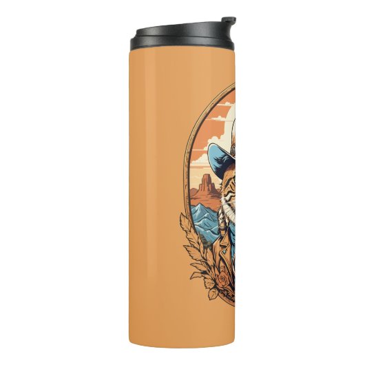  Cowboy Cat Design Thermosbeker (Gedraaid links)