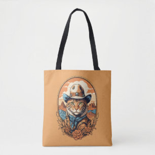 Cowboy Cat Design Tote Bag
