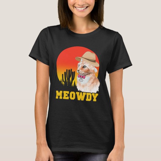 Cowboy Cat Funny Meowdy T-shirt (Voorkant)