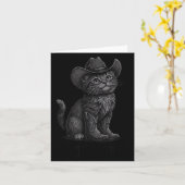 Cowboy Cat Kitty Up Vintage Western Cat  Kaart (Gele Bloem)