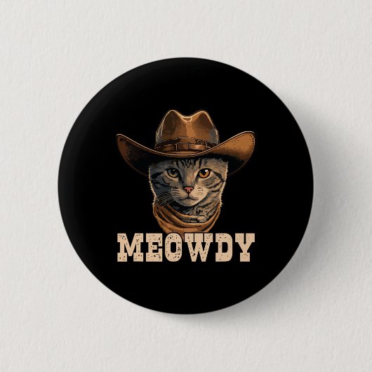 Cowboy Cat Meowdy 1 Ronde Button 5,7 Cm (Voorkant)