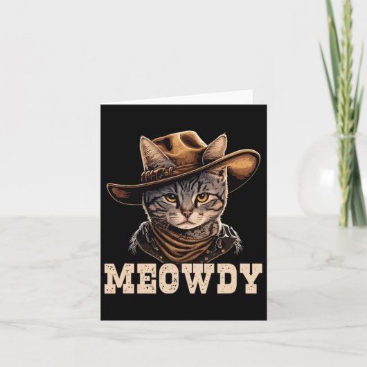 Cowboy Cat Meowdy Kaart (Voorkant)