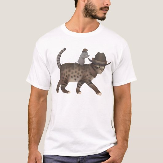 Cowboy Cat Meowdy kat en muis gek Shirt (Voorkant)