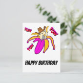 Cowboy Cat met Banana Pistols en Sheriff Star Briefkaart (Staand voorkant)
