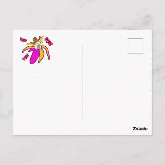 Cowboy Cat met Banana Pistols en Sheriff Star Briefkaart (Achterkant)