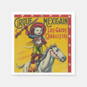  Cowboy Cat Mexican Circus Poster Servet