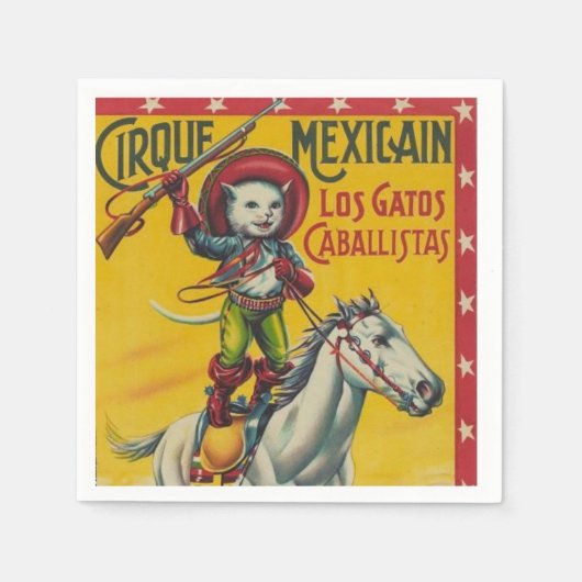  Cowboy Cat Mexican Circus Poster Servet (Voorkant)