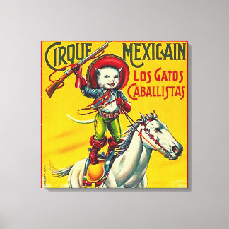 Cowboy Cat Mexican Circus Vintage Poster Art Canvas Afdruk