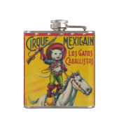 Cowboy Cat over paardencircus Mexicaans Poster Art Heupfles (Achterkant)