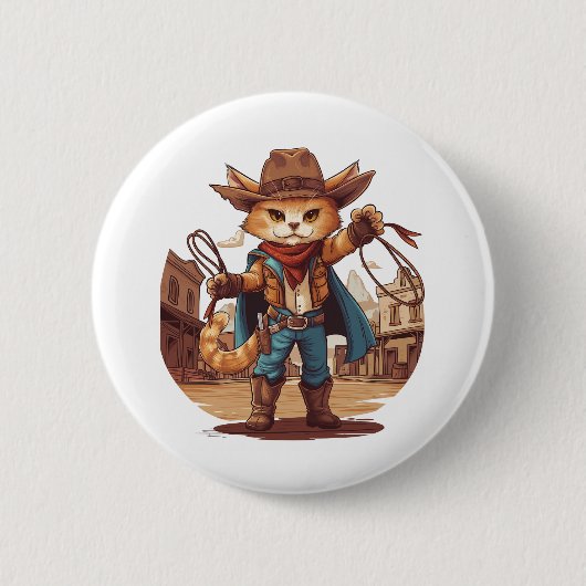 Cowboy Cat Ronde Button 5,7 Cm (Voorkant)