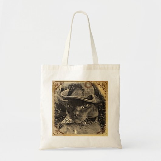 Cowboy Cat, sepia 4 Tote Bag (Voorkant)