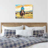 Cowboy Cattle Rancher Boy's Bedroom Graphic Art Canvas Afdruk (Insitu (Slaapkamer))