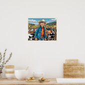 Cowboy Cattle Rancher Boy's Bedroom Graphic Art Poster (Keuken)