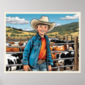 Cowboy Cattle Rancher Boy's Bedroom Graphic Art Poster (Voorkant)