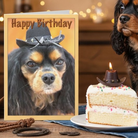 Cowboy Cavalier King Charles Spaniel Verjaardag Kaart