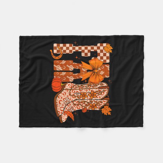 Cowboy Checkered Fall,fall Pumpkin,boots Cow Funny Fleece Deken (Voorkant (Horizontaal))