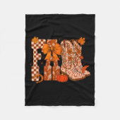 Cowboy Checkered Fall,fall Pumpkin,boots Cow Funny Fleece Deken (Voorkant)