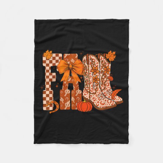 Cowboy Checkered Fall,fall Pumpkin,boots Cow Funny Fleece Deken (Voorkant)