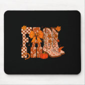 Cowboy Checkered Fall,fall Pumpkin,boots Cow Funny Muismat (Voorkant)
