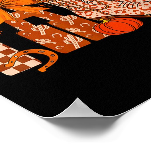Cowboy Checkered Fall,fall Pumpkin,boots Cow Funny Poster (Hoek)