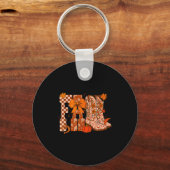 Cowboy Checkered Fall,fall Pumpkin,boots Cow Funny Sleutelhanger (Voorkant)