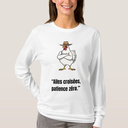 Cowboy Chicken Attitude – Funny Cartoon Tee T-shirt (Voorkant)