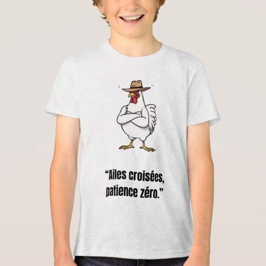 Cowboy Chicken Attitude – Funny Cartoon Tee Tri-Blend Shirt (Voorkant)