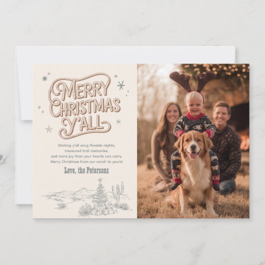 Cowboy Christmas Family Foto Western Kerst Feestdagenkaart (Voorkant)