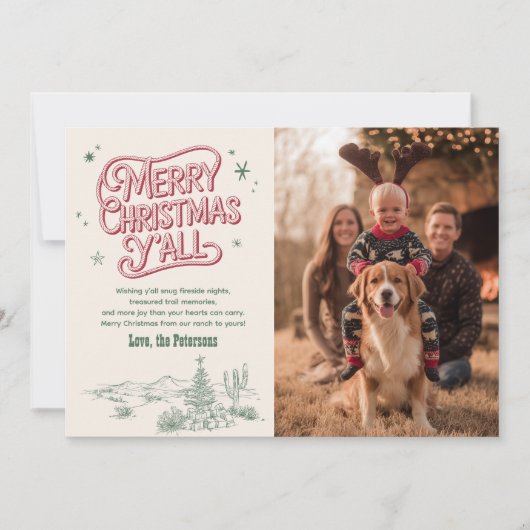Cowboy Christmas Family Foto Western Kerst Feestdagenkaart (Voorkant)