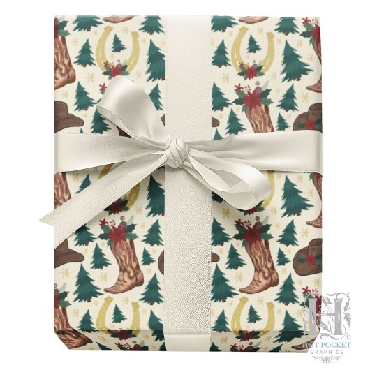 Cowboy Christmas Gift Wrapping Paper - Cream Cadeaupapier