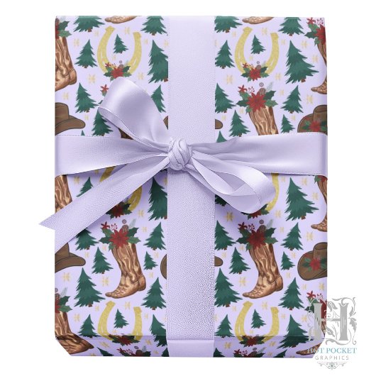 Cowboy Christmas Gift Wrapping Paper - Purple Cadeaupapier