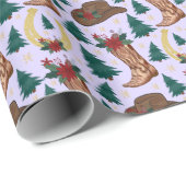 Cowboy Christmas Gift Wrapping Paper - Purple Cadeaupapier (Rol Hoek)
