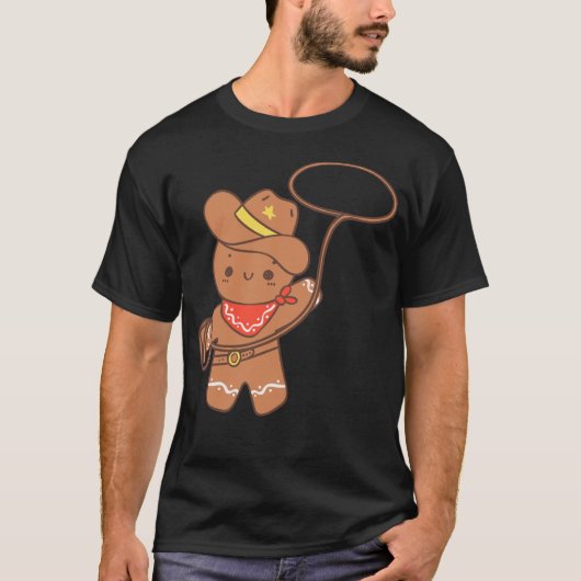 Cowboy Christmas Gingerbread Man T-shirt (Voorkant)